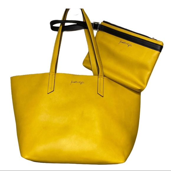 Kendall & Kylie Handbags - KENDALL & KYLIE MUSTARD TOTE BAG AND WRIST…